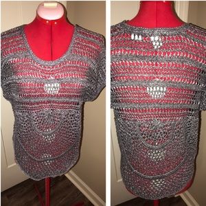 MUDD METALLIC CHARCOAL GRAY WOVEN SWEATER VEST M